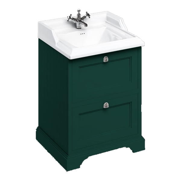 Burlington 65 2 Drawer Vanity Unit & Classic Basin   Matt Green