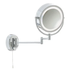 Searchlight IP44 Illuminated Chrome Bathroom Mirror with Adjustable Arm