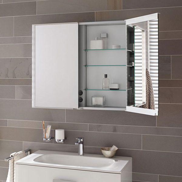 Keuco Royal Match 800mm Semi Recessed LED Illuminated Mirror Cabinet - Image 7