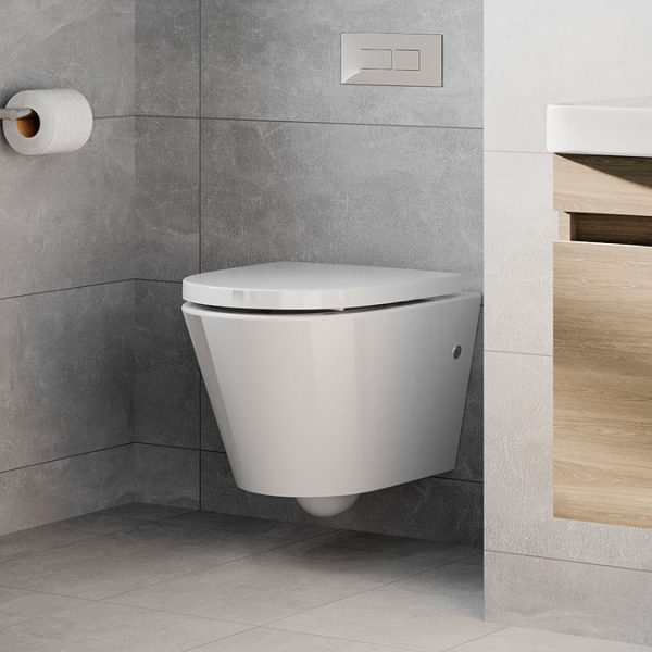 Britton Bathrooms Sphere Rimless Wall Hung Pan + Soft Close Seat - Image 2