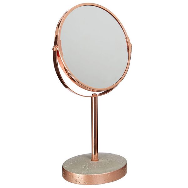 Neptune Round Swivel Bathroom Mirror   Concrete & Copper - Image 3