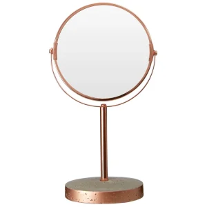 Neptune Round Swivel Bathroom Mirror   Concrete & Copper