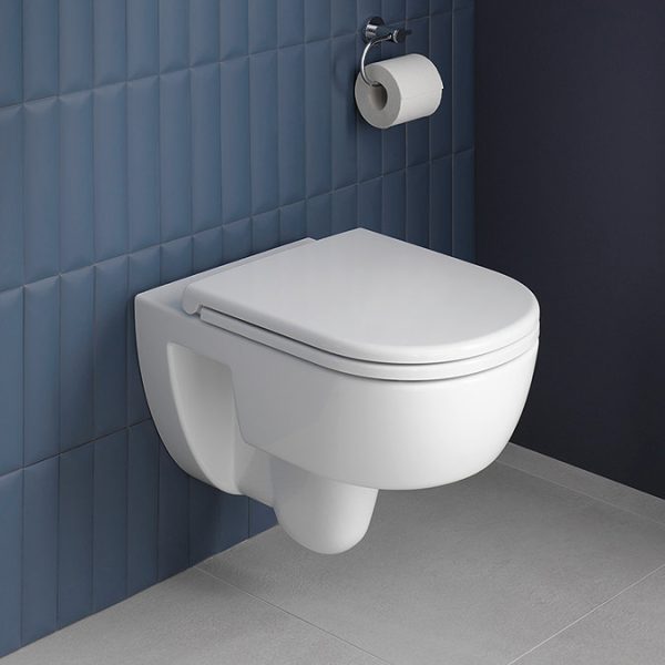 Duravit D Code Rimless Wall Hung Toilet with Soft Close Seat - Image 4