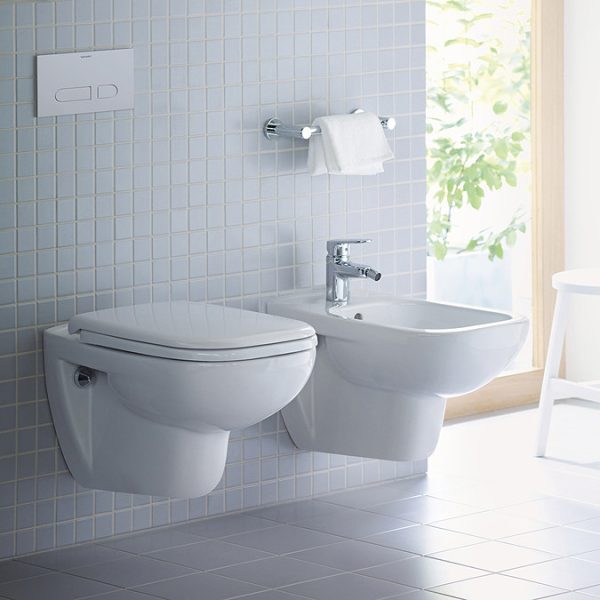 Duravit D Code Rimless HygieneGlaze Wall Hung Toilet + Seat - Image 2