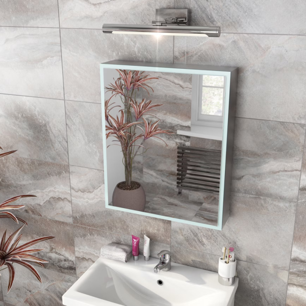 Mode Mayne LED Illuminated 600 x 500mm Mirror Cabinet with Charging Socket