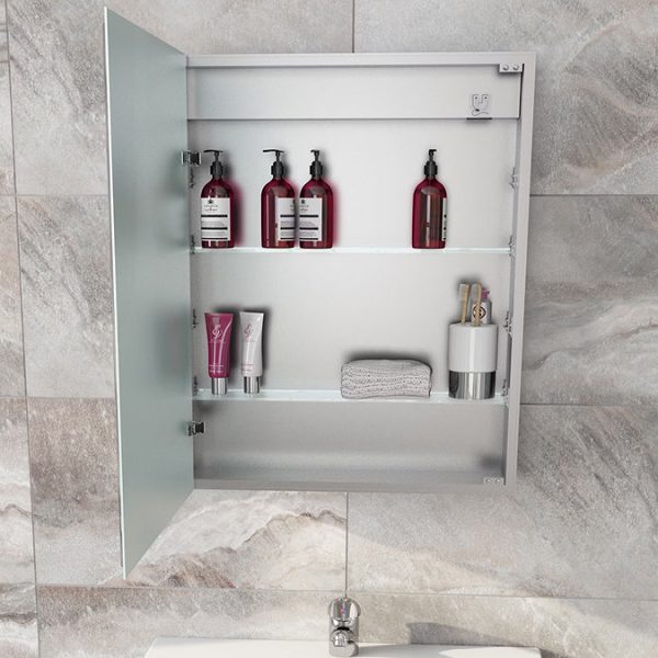 Mode Mayne LED Illuminated 600 x 500mm Mirror Cabinet with Charging Socket - Image 4