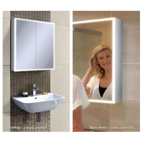 HIB Qubic 60 LED Aluminium Mirror Cabinet - Image 3