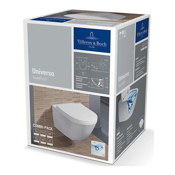 Villeroy and Boch Universo TwistFlush Wall Hung Toilet Combi Pack - Image 3