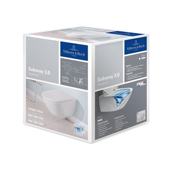 Villeroy and Boch Subway 3.0 TwistFlush Wall Hung Toilet Combi Pack - Image 3
