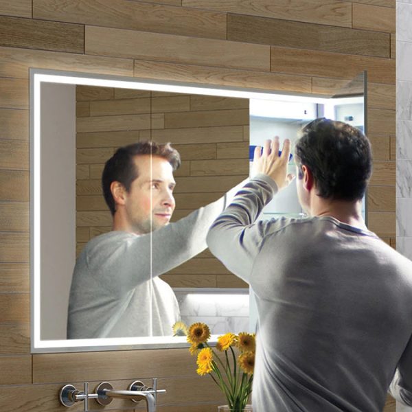 HIB Vanquish 120 Recessed LED Aluminium Mirror Cabinet - Image 2