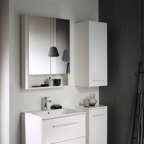 Geberit Selnova Square S 588mm White 2 Door Mirror Cabinet - Image 2