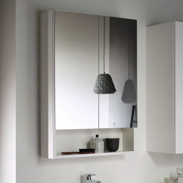 Geberit Selnova Square S 588mm White 2 Door Mirror Cabinet