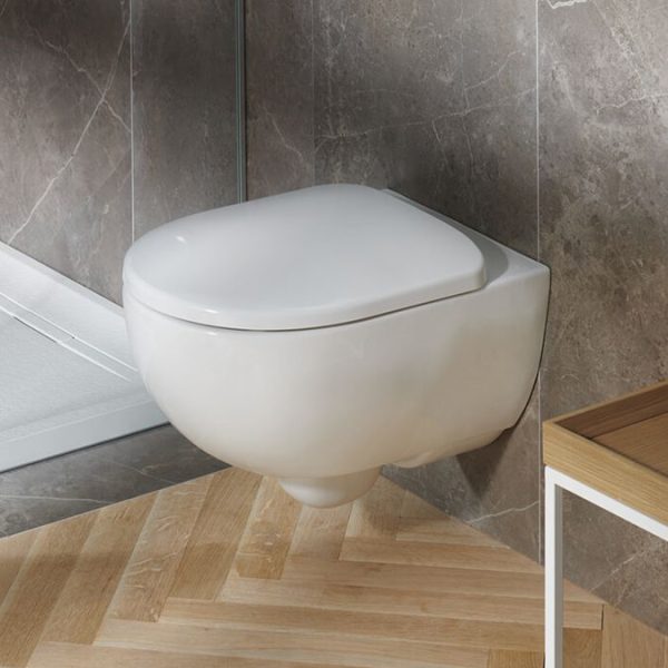 Geberit Rimfree Selnova Semi Shrouded Grab & Go Wall Hung WC with Soft Close Quick Release Seat - Image 5