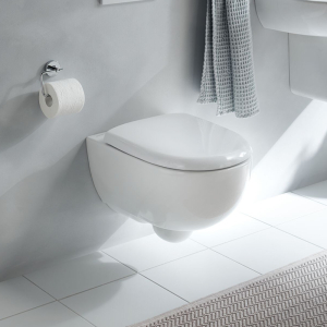 Geberit Rimfree Selnova Semi Shrouded Grab & Go Wall Hung WC with Soft Close Quick Release Seat