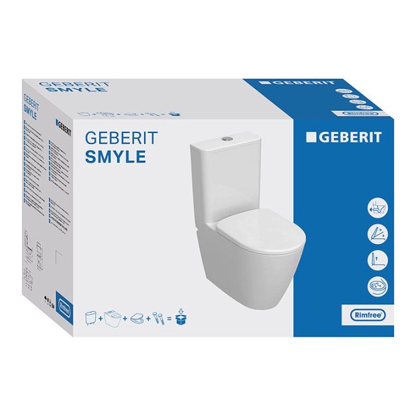 Geberit Smyle 3 in 1 Rimless CC Toilet Pack with Pan, Cistern & Soft Close Seat - Image 6