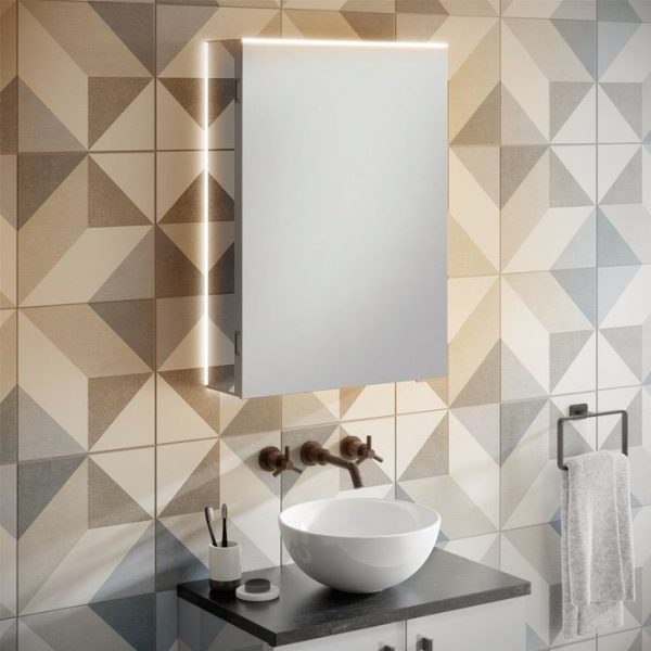 HIB Ether 50 LED Illuminated Aluminium Mirror Cabinet - Image 2