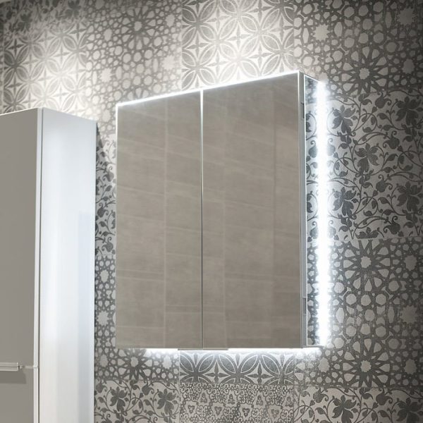 HIB Ether 60 LED Illuminated Aluminium Mirror Cabinet - Image 2