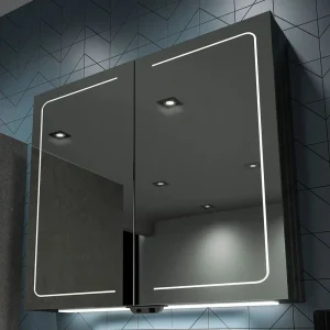 HIB Vapor 80 LED Illuminated Aluminium Mirror Cabinet