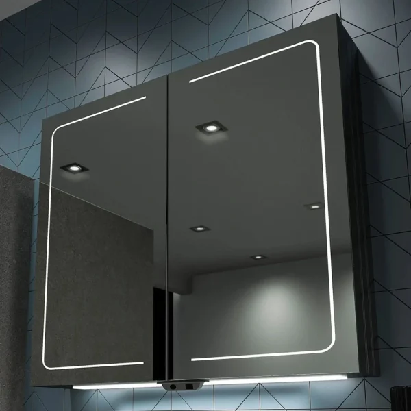 HIB Vapor 80 LED Illuminated Aluminium Mirror Cabinet