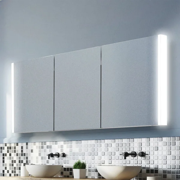 HIB Paragon 120 LED Illuminated Aluminium Mirror Cabinet