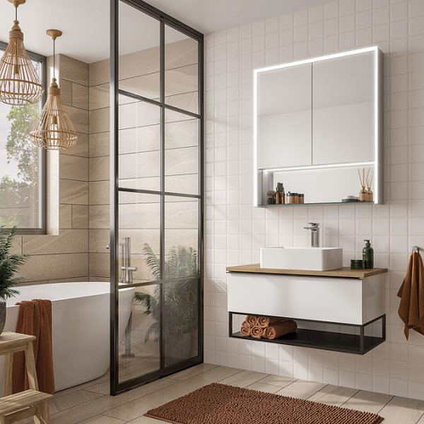 HIB Verve 80 LED Illuminated Mirror Cabinet - Image 2