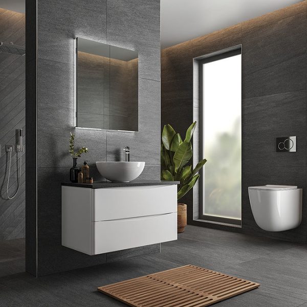 HIB Atrium 60 Semi Recessed LED Aluminium Mirror Cabinet - Image 2