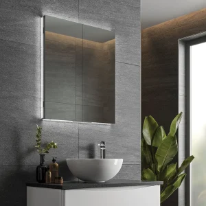 HIB Atrium 60 Semi Recessed LED Aluminium Mirror Cabinet