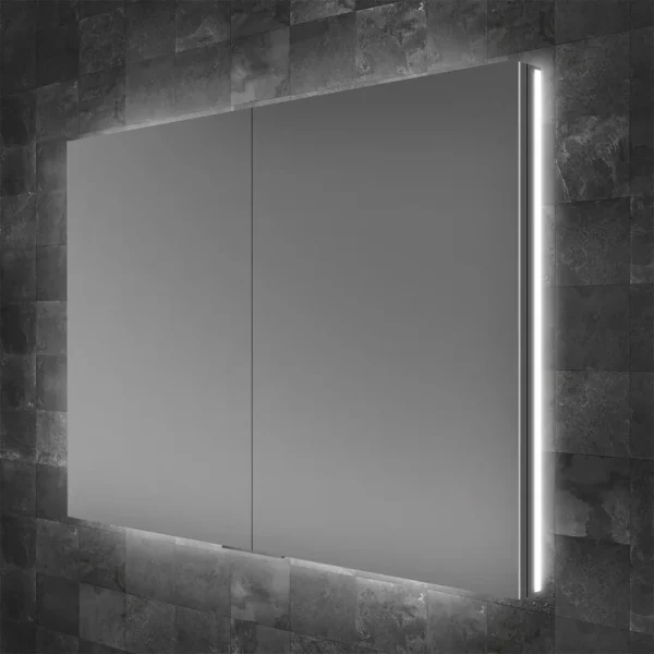 HIB Atrium 80 Semi Recessed LED Aluminium Mirror Cabinet