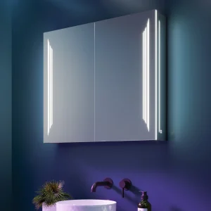 HIB Dimension 80 Bluetooth LED Illuminated Aluminium Mirror Cabinet