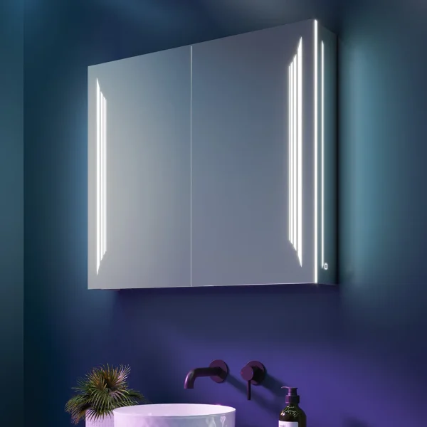 HIB Dimension 80 Bluetooth LED Illuminated Aluminium Mirror Cabinet