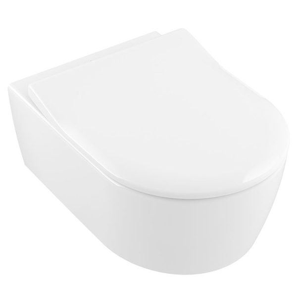 Villeroy and Boch Avento DirectFlush Rimless Wall Hung Toilet w/ Slim Soft Close Seat - Image 4