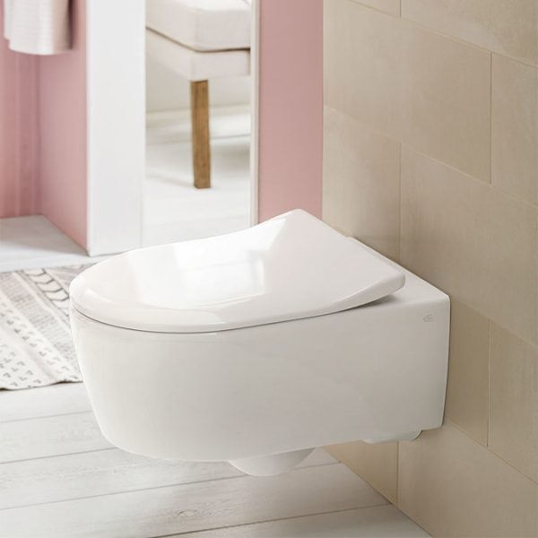 Villeroy and Boch Avento DirectFlush Rimless Wall Hung Toilet w/ Slim Soft Close Seat - Image 5