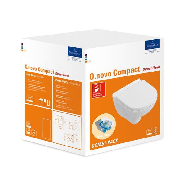 Villeroy and Boch O.novo DirectFlush Wall Hung Toilet w/ Soft Close Toilet Seat - Image 2