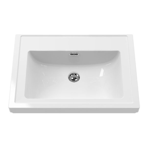 Roxbury Traditional 600mm Satin White Vanity Unit   Floor Standing 2 Door Unit with Brushed Brass Handles - Image 3