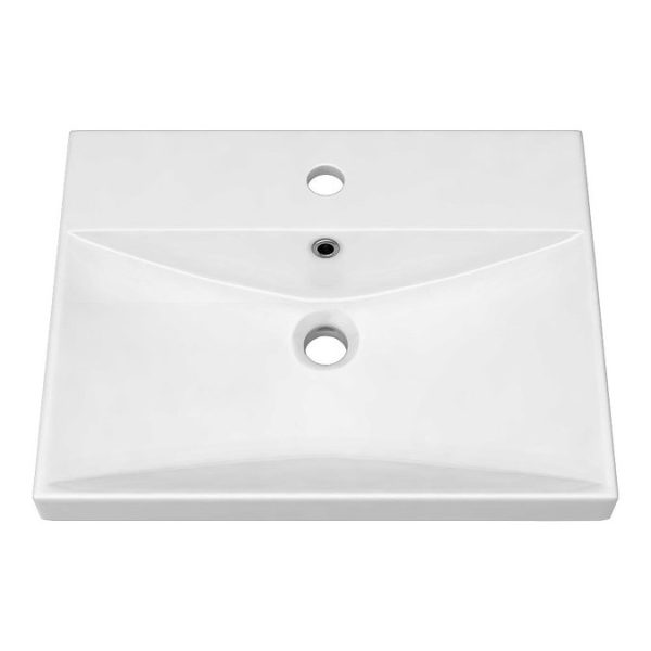 Roxbury Deco Fluted 600mm White Vanity Unit   Wall Hung 2 Drawer Unit with Brushed Brass Handles - Image 3