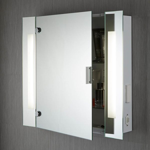 Searchlight Illuminated Bathroom Mirror Cabinet with Shaver Socket - Image 3