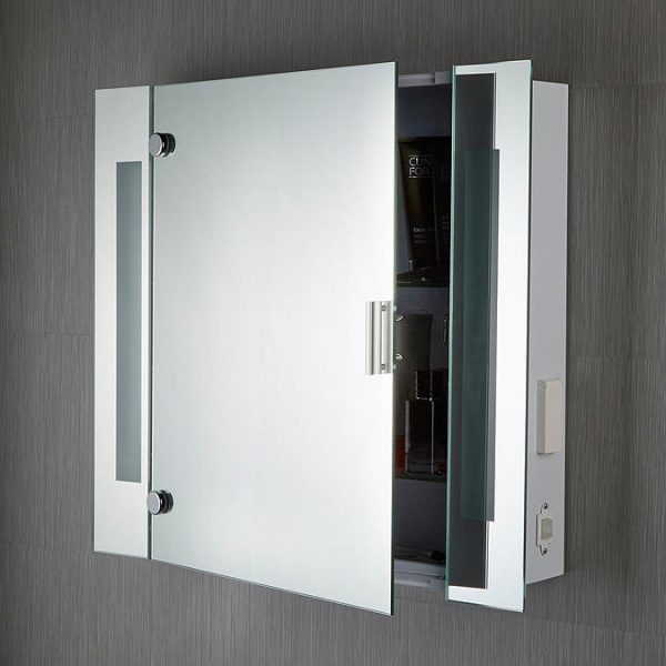 Searchlight Illuminated Bathroom Mirror Cabinet with Shaver Socket - Image 2