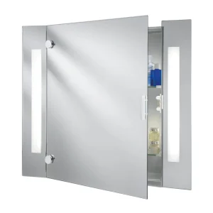 Searchlight Illuminated Bathroom Mirror Cabinet with Shaver Socket
