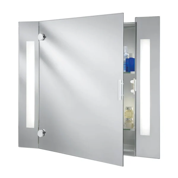 Searchlight Illuminated Bathroom Mirror Cabinet with Shaver Socket