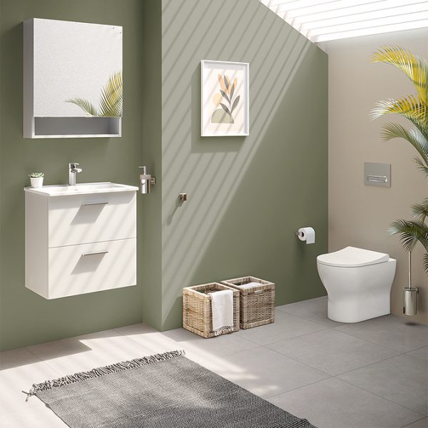VitrA Evi Gloss White 600mm Wall Hung 2 Drawer Vanity Unit - Image 2