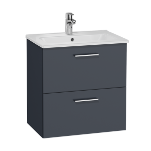 VitrA Evi Gloss Anthracite 600mm Wall Hung 2 Drawer Vanity Unit