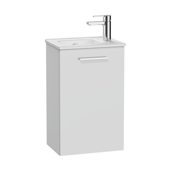 VitrA Evi Gloss White 400mm Compact Wall Hung 1 Door Vanity Unit - Image 3