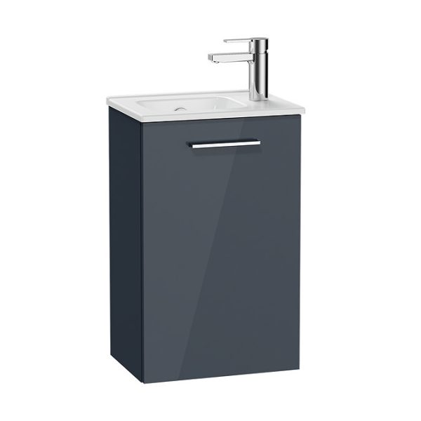 VitrA Evi Gloss Anthracite 400mm Compact Wall Hung 1 Door Vanity Unit - Image 3