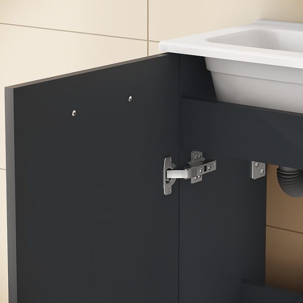 VitrA Evi Gloss Anthracite 400mm Compact Wall Hung 1 Door Vanity Unit - Image 2