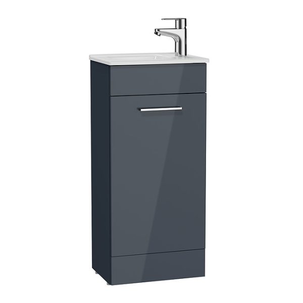 VitrA Evi Gloss Anthracite 400mm Compact Floor Standing 1 Door Vanity Unit - Image 2