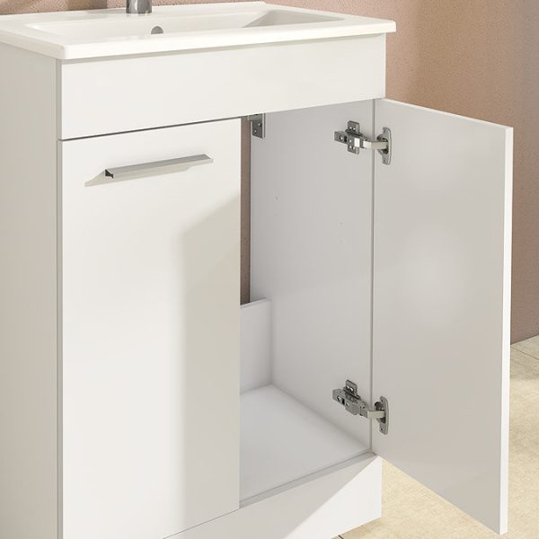 VitrA Evi Gloss White 600mm Floor Standing 2 Door Vanity Unit - Image 2