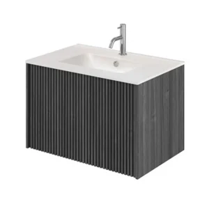 Crosswater Limit 700mm Steelwood Wall Hung Slatted Vanity Unit with Basin