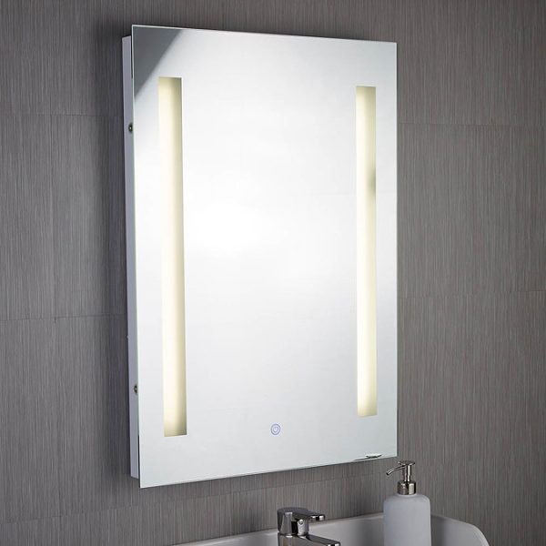 Searchlight Illuminated 2 Light Touch Bathroom Mirror with Shaver Socket - Image 3