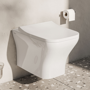 VitrA Evi Square Wall Hung Rimless Toilet with Soft Close Seat