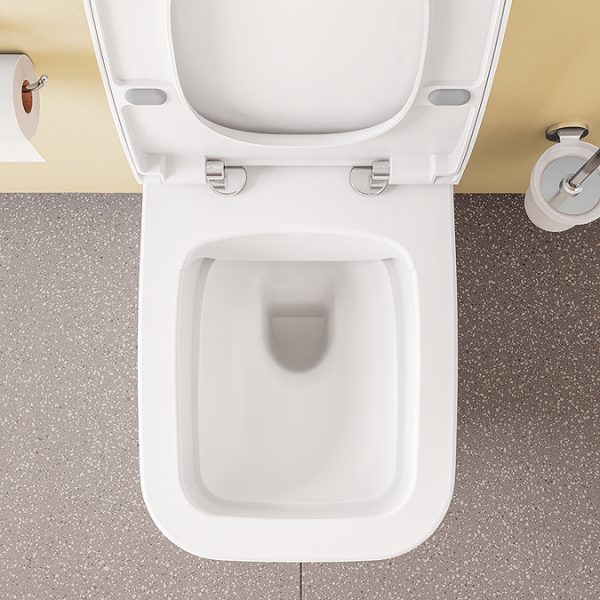 VitrA Evi Square Wall Hung Rimless Toilet with Soft Close Seat - Image 13